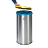 Poubelle ronde inox de tri sélectif  70 litres couvercle couleur