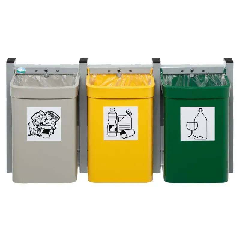 Poubelle murale tri selectif 3 compartiments 15 litres