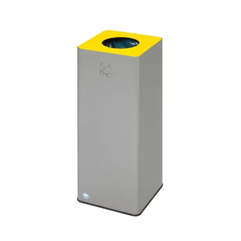 Poubelle de tri sélectif carré couvercle calibré de couleur