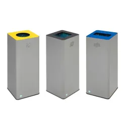 Poubelle de tri sélectif carré couvercle calibré de couleur