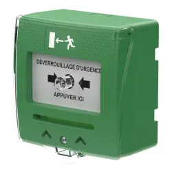 Déclencheur manuel vert 1 contact avec capot - Sewosy SHOKV1