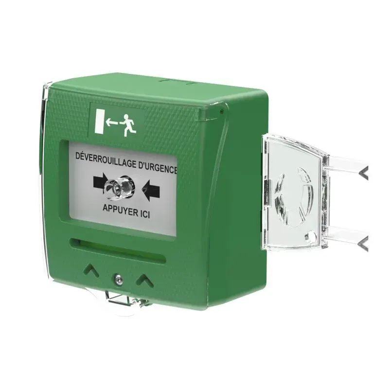 Déclencheur manuel vert 2 contacts avec capot - Sewosy SHOKV2