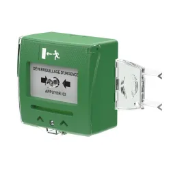 Déclencheur manuel vert 1 contact avec capot - Sewosy SHOKV1