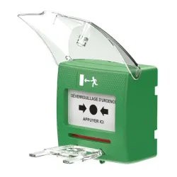 Déclencheur manuel vert 2 contacts avec capot - Sewosy SHOKV2