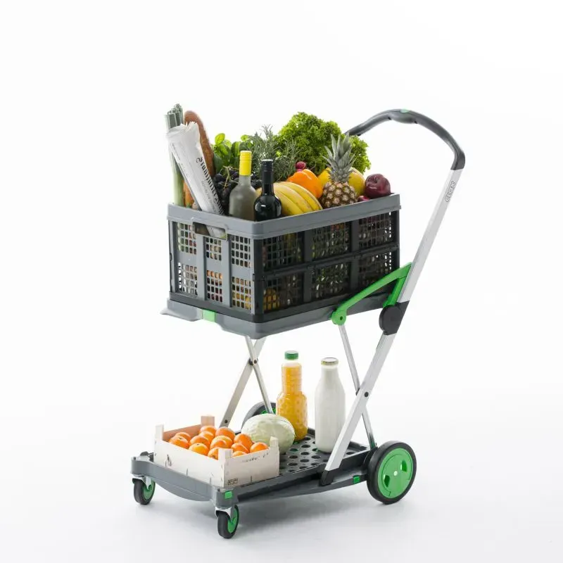 Chariot pliant Clax équipé d'une caisse pliable - 60 kg