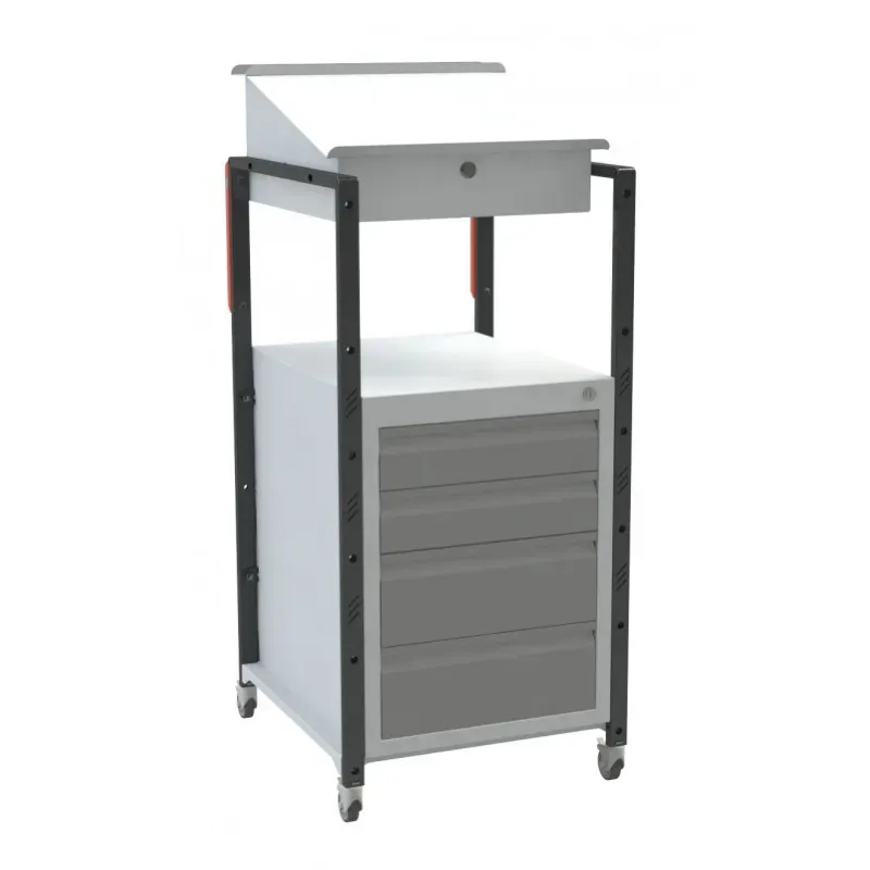 Pupitre d'atelier sur patins ou roulettes 1 bloc tiroirs - 150 kg