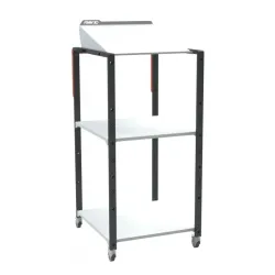 Pupitre atelier sur roulettes à plan inclinable 2 étagères - 150 kg