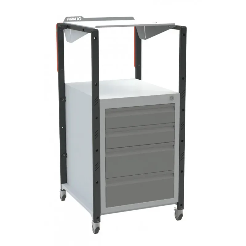 Pupitre atelier sur roulettes à plan inclinable + 4 tiroirs - 150 kg