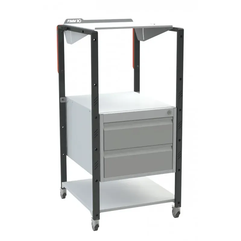 Pupitre atelier sur roulettes à plan inclinable + 2 tiroirs - 150 kg