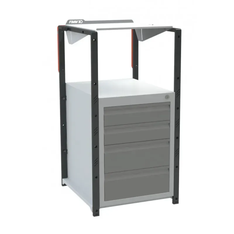 Pupitre d'atelier fixe à plan inclinable + 4 tiroirs - 150 kg