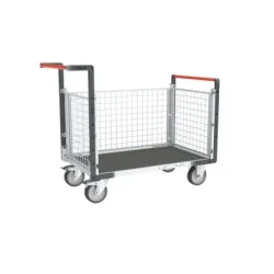 Chariot modulaire grillagé plateau bois et caoutchouc - 500 kg - Fimm