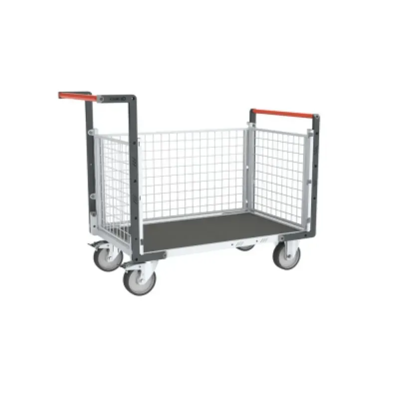 Chariot modulaire grillagé plateau bois et caoutchouc - 500 kg - Fimm
