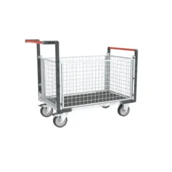 Chariot modulaire Fimm grillagé plateau bois et caoutchouc - 500 kg