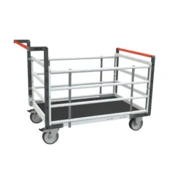 Chariot modulaire tube plateau bois et caoutchouc 500 kg - Fimm