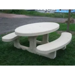 Table pique nique béton - Ovale