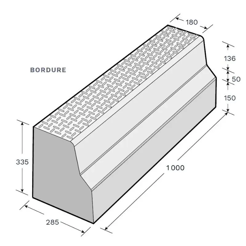 Bordure béton pour quai de bus