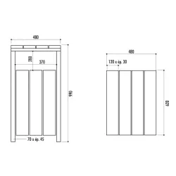 Poubelle en bois Alicante 80 litres - Pin du nord traité autoclave
