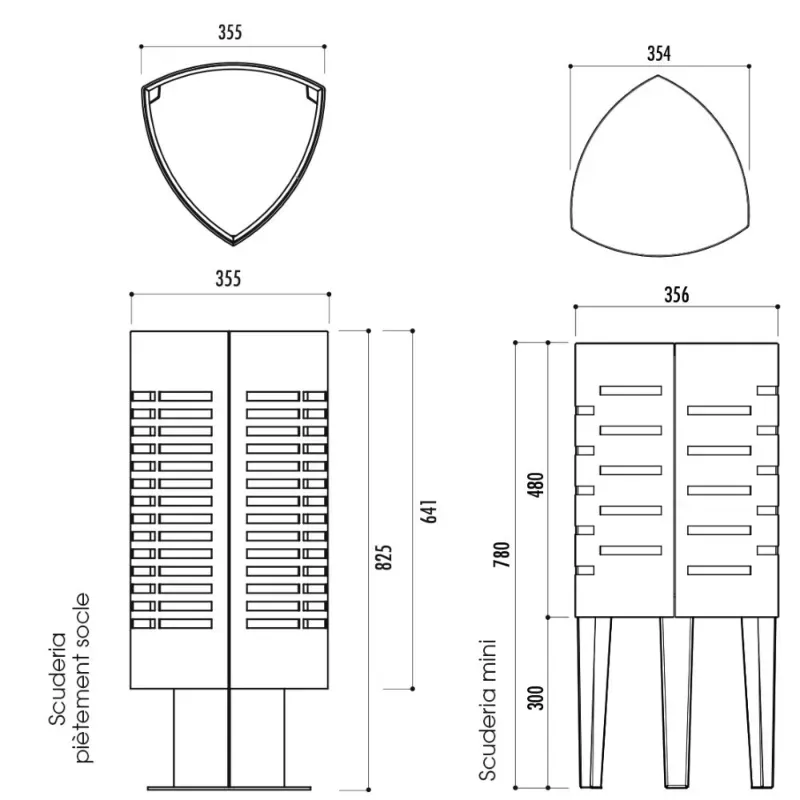 Poubelle de ville sur pieds Scuderia mini 40 litres