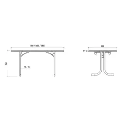 Table rectangulaire pliante et empilable Vendée
