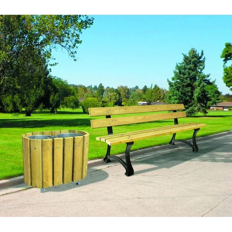 Poubelle extérieure Très double flux en pin traité