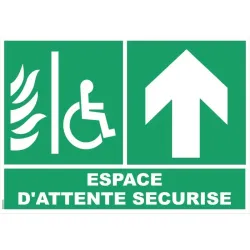 Panneau d'évacuation espace d'attente securisé flèche directionnelle