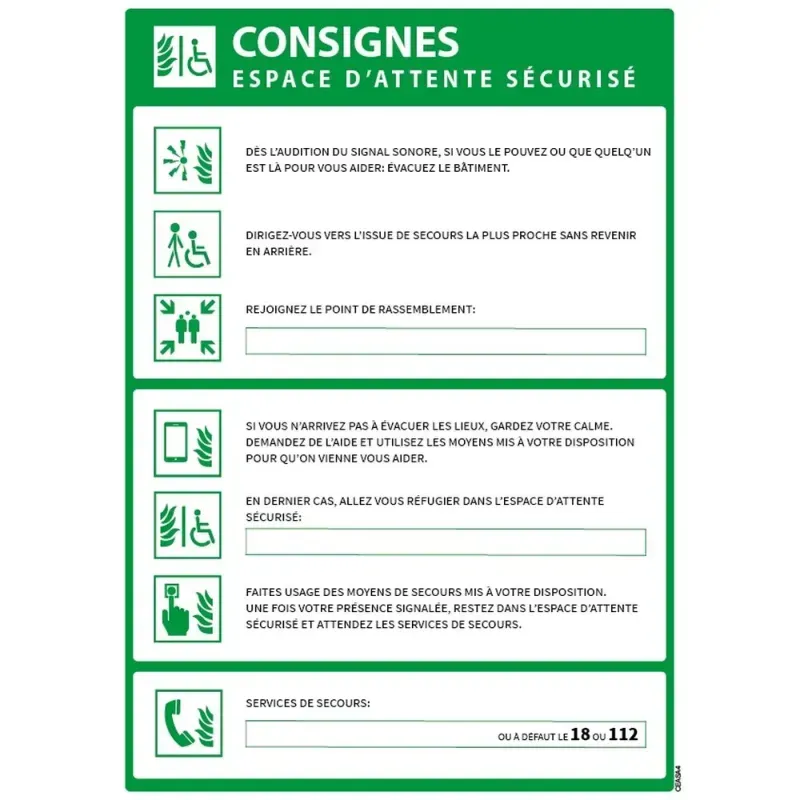 Panneaux consignes pour espaces d'attente sécurisés