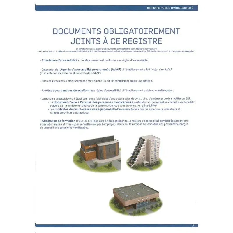 Registre public d'accessibilité format A4 - 32 pages