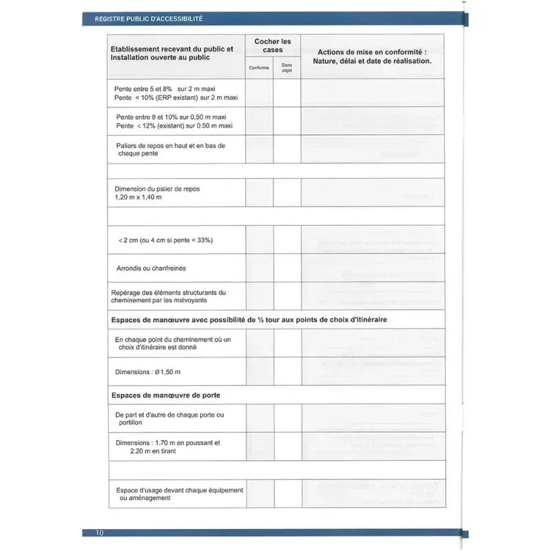 Registre public d'accessibilité format A4 - 32 pages