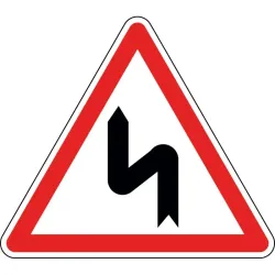 Panneau virages dont le premier est à gauche - A1d