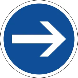 Panneau obligation de tourner à droite avant le panneau - B21-1