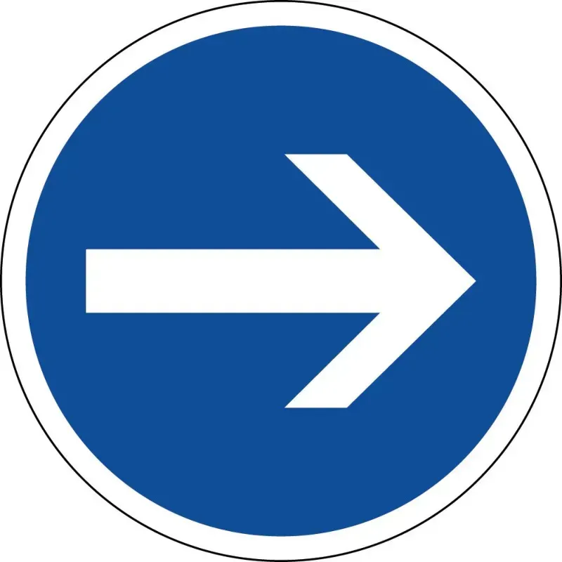 Panneau obligation de tourner à droite avant le panneau - B21-1