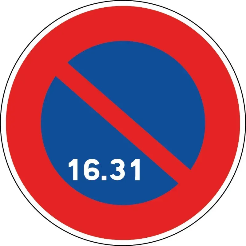 Panneau stationnement interdit du 16 à la fin du mois - B6a3