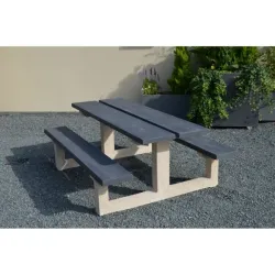 Table de pique nique en béton aspect bois - Zen