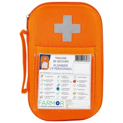 Trousse de secours plombier 1 à 3 personnes en EVA orange fluo