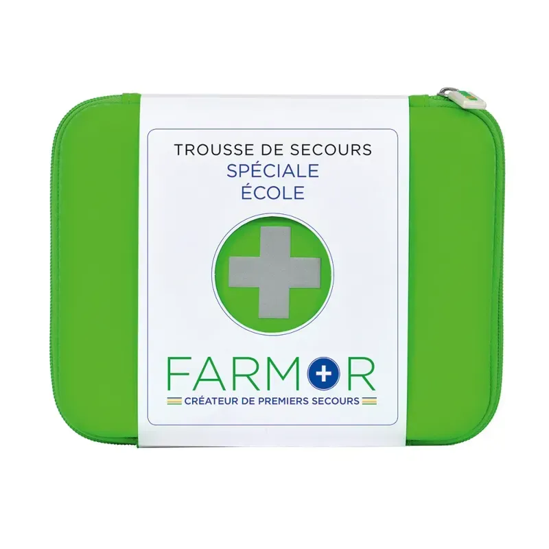Trousse de secours école &amp; centre aéré grand modèle en PU vert fluo