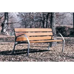 Banc NeoBarcino - Pieds en fonte et lattes en bois tropical