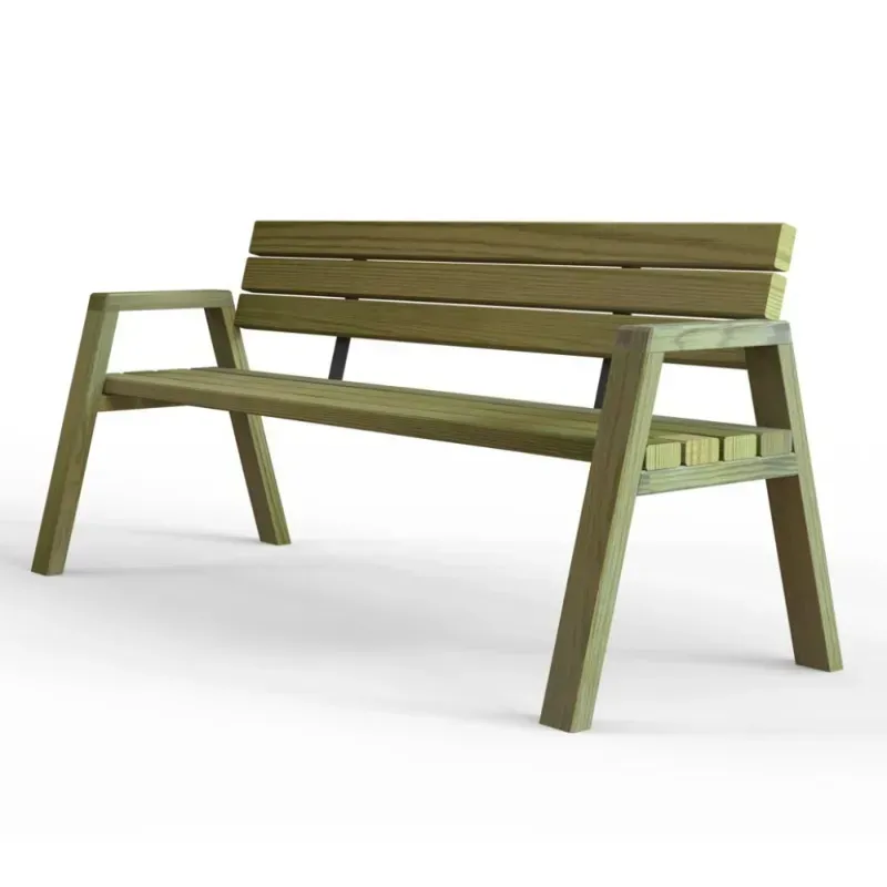 Banc Confort en bois design pour parc et jardin public