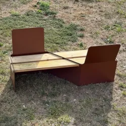 Banc face à face en bois et métal Sigma avec ou sans dossier