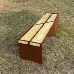 Banc face à face avec ou sans dossier Sigma en métal et bois