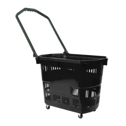 Panier libre service 55 L avec roulettes et anses rabattables