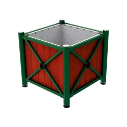 Bac à palmier acier et bois Province Inox brossé