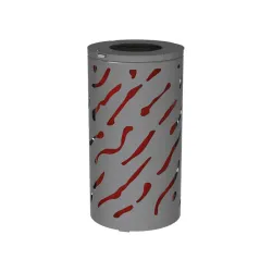 Corbeille extérieure cylindrique en métal ajouré bi-colore 80 litres
