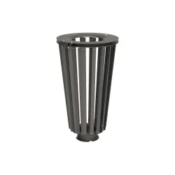 Corbeille publique de 80 L structure ajourée en lames de métal