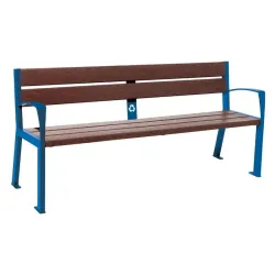Banc plastique recyclé et acier Silaos 5 lames