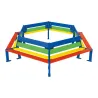 Banc multicolore tour d'arbre  en bois et acier  pour enfants