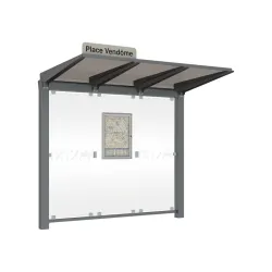 Abri de bus sur 2 pieds en polycarbonate et acier