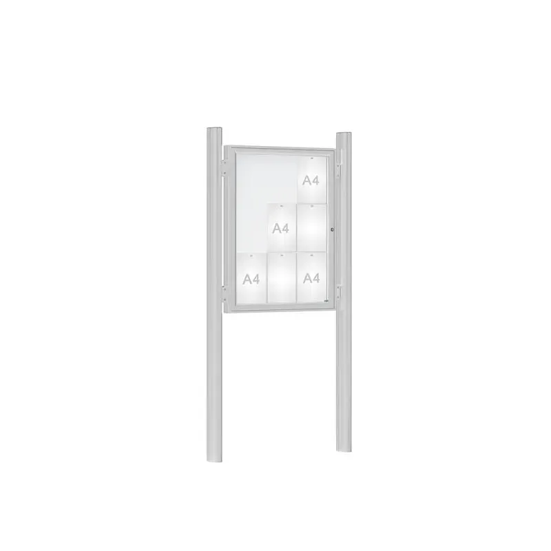 Vitrine d'affichage à simple battant sur poteaux en acier 8 à 30 A4