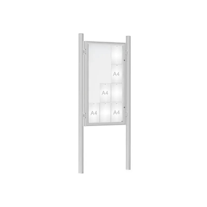 Vitrine 8 à 30 A4 sur poteaux en acier peint avec couleur au choix