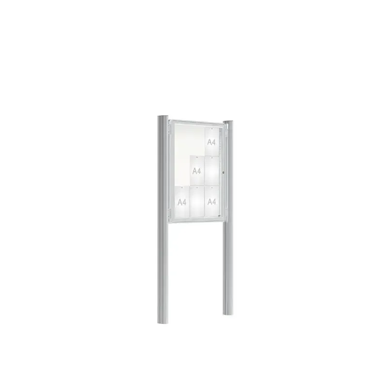 Vitrine en acier sur poteaux de 9 à 30 A4 peint sur galva