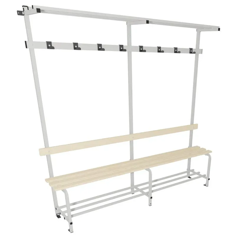 Vestiaire 8 porte-manteaux et banc en mélaminé